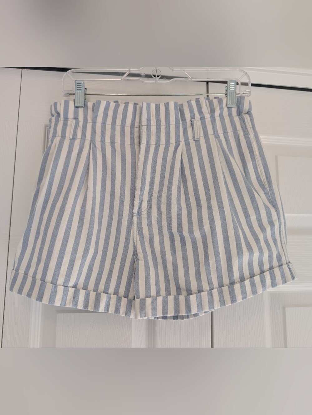 Mine High Waisted Ruffle Striped Shorts 100% Cotton Sz M
